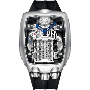 Bugatti x Jacob & Co. Men’s Silver Skeleton Engine Watch