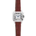 ساعة كارتييه Cartier رجالي بميناء أبيض وسير جلد بني