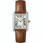 ساعة كارتييه Cartier رجالي بميناء كريمي وسير بني