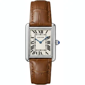 ساعة كارتييه Cartier رجالي بميناء كريمي وسير بني
