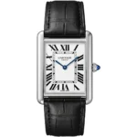 ساعة كارتييه Cartier رجالي مستطيلة بميناء أبيض
