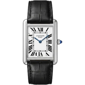 ساعة كارتييه Cartier رجالي مستطيلة بميناء أبيض