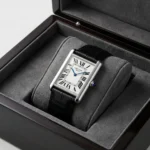 ساعة كارتييه Cartier رجالي مستطيلة بميناء أبيض