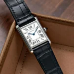 ساعة كارتييه Cartier رجالي مستطيلة بميناء أبيض