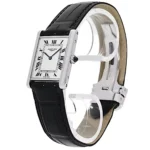 ساعة كارتييه Cartier رجالي مستطيلة بميناء أبيض