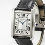 ساعة كارتييه Cartier رجالي مستطيلة بميناء أبيض