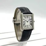 ساعة كارتييه Cartier رجالي مستطيلة بميناء أبيض