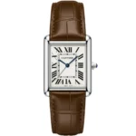 ساعة كارتير Cartier رجالي كلاسيكية بسوار جلد بني