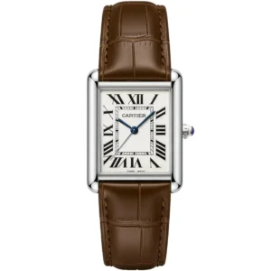ساعة كارتير Cartier رجالي كلاسيكية بسوار جلد بني