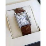 ساعة كارتير Cartier رجالي كلاسيكية بسوار جلد بني