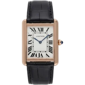 ساعة كارتييه Cartier رجالي مستطيلة بلون ذهبي