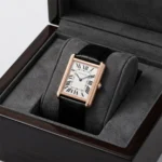 ساعة كارتييه Cartier رجالي مستطيلة بلون ذهبي