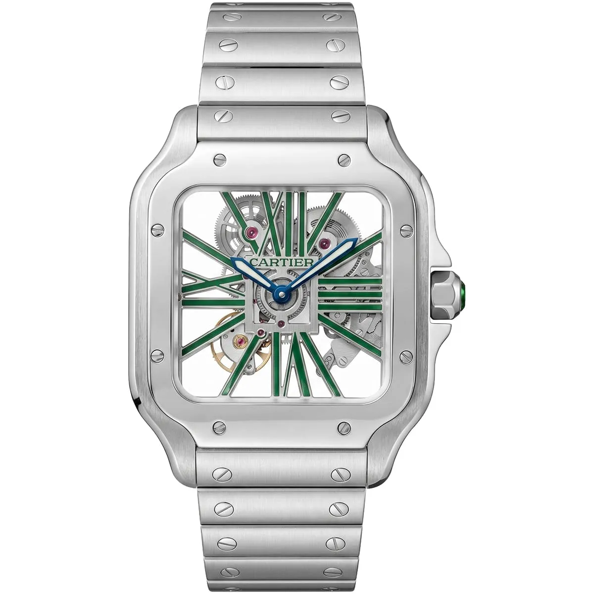 cartier-men-santos-white-dial-silver-metal-watch ساعة كارتييه Cartier رجالي سانتوس Santos بميناء أبيض