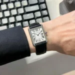 ساعة كارتييه Cartier رجالي مستطيلة بسير جلد أسود