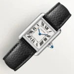 ساعة كارتييه Cartier رجالي مستطيلة بسير جلد أسود