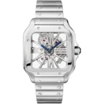 ساعة كارتييه Cartier رجالي بميناء سكيلتون وسوار فضي