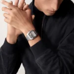 ساعة كارتييه Cartier رجالي بميناء سكيلتون وسوار فضي