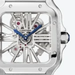 ساعة كارتييه Cartier رجالي بميناء سكيلتون وسوار فضي