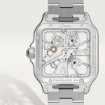 ساعة كارتييه Cartier رجالي بميناء سكيلتون وسوار فضي