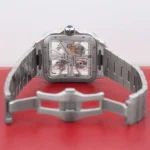 ساعة كارتييه Cartier رجالي بميناء سكيلتون وسوار فضي