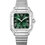 ساعة كارتييه Cartier رجالي بميناء أخضر وشكل مربع