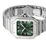 ساعة كارتييه Cartier رجالي بميناء أخضر وشكل مربع