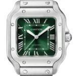 ساعة كارتييه Cartier رجالي بميناء أخضر وشكل مربع