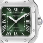 ساعة كارتييه Cartier رجالي بميناء أخضر وشكل مربع