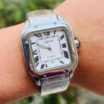 ساعة كارتييه Cartier رجالي بميناء أبيض وشكل مربع