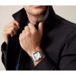 ساعة كارتييه Cartier رجالي بميناء أبيض وشكل مربع
