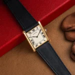 ساعة كارتييه Cartier رجالي تانك Tank بإطار ذهبي