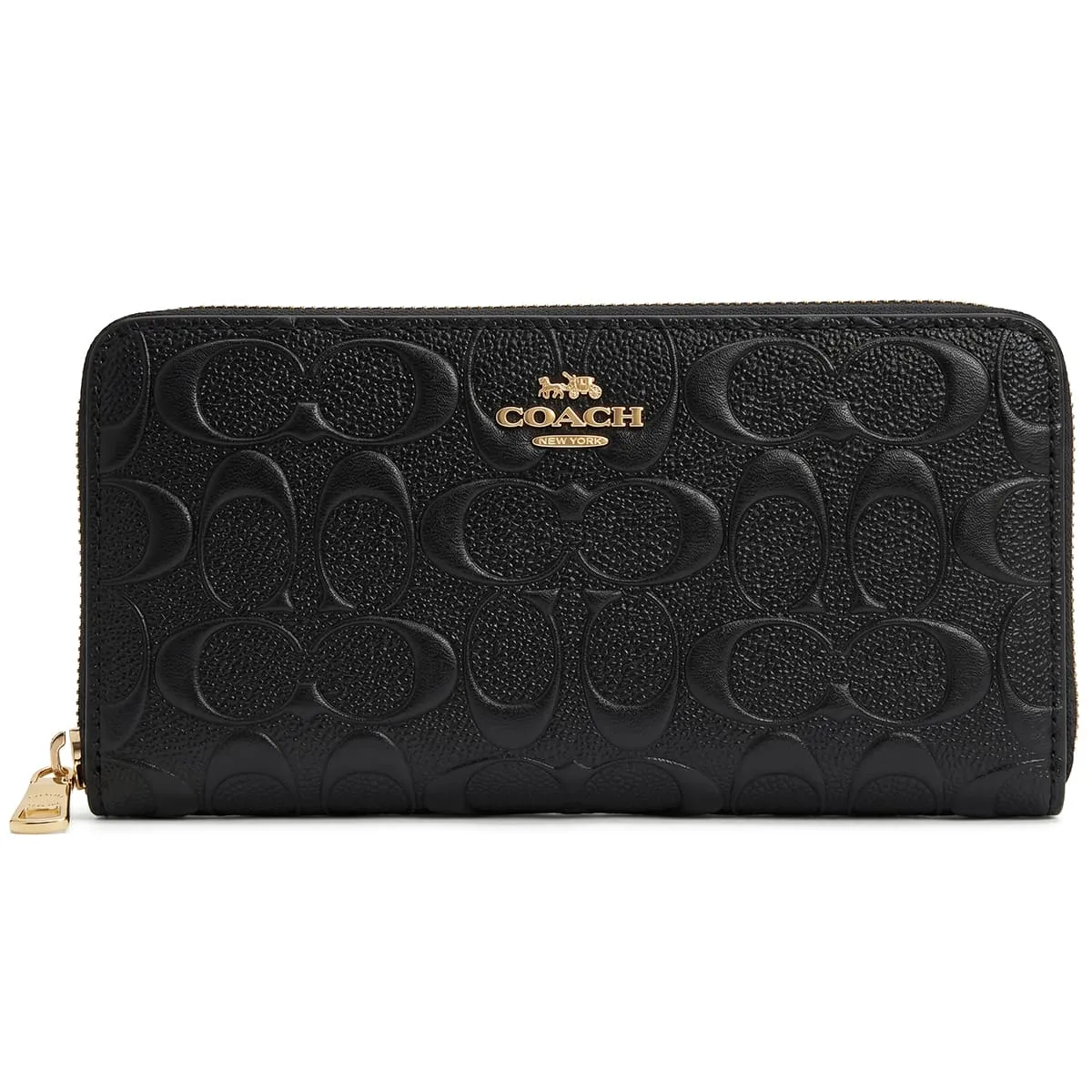 coach-women-black-signature-leather-zip-around-wallet-f53834 محفظة كوتش COACH حريمي أسود بسحاب موديل F53834