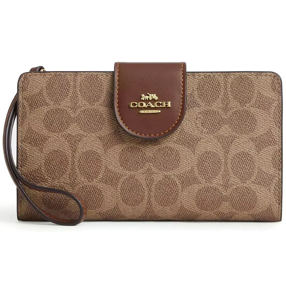 coach-women-signature-canvas-phone-wallet-wristlet-cw780 محفظة موبايل Coach حريمي سيجنتشر CW780