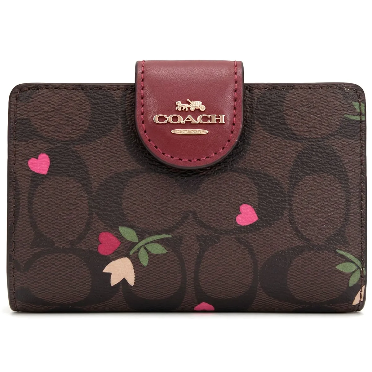 coach-women-signature-heart-floral-print-bifold-wallet-c7653 محفظة كوتش COACH حريمي سيجنتشر بنقشة القلوب والزهور موديل C7653