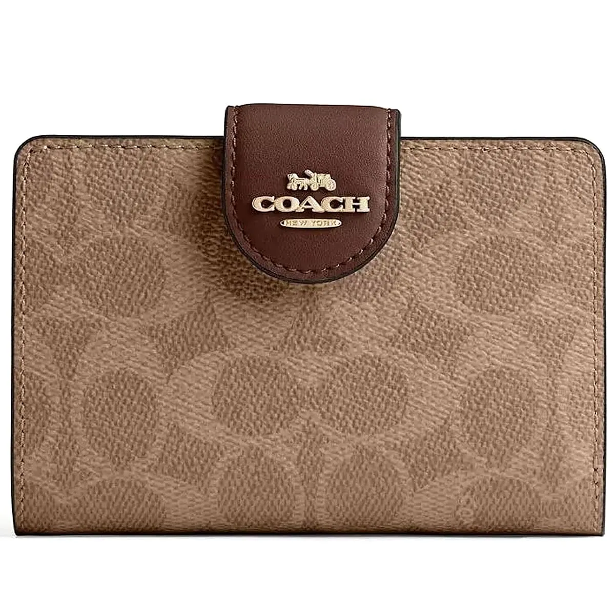 coach-women-signature-khaki-mahogany-medium-corner-zip-wallet-cw786-imxhe محفظة كوتش COACH حريمي سيجنتشر خاكي وبني موديل CW786