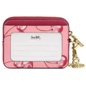 محفظة كروت كوتش COACH حريمي بسحاب ونقشة كرز CR832