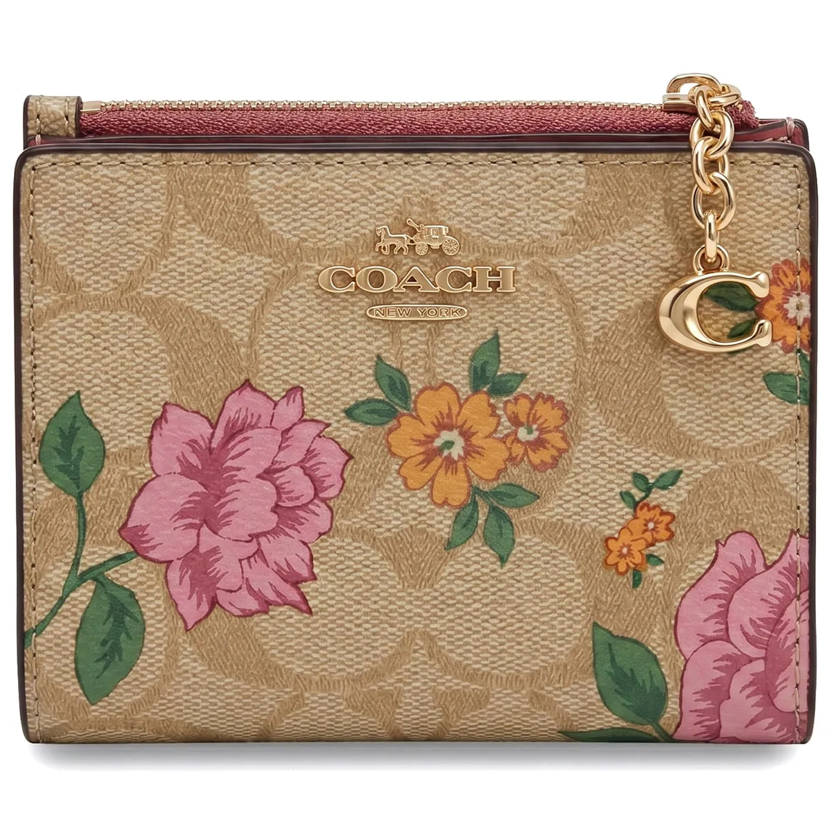 coach-womens-signature-floral-card-holder-wallet-cw786-impo محفظة كروت كوتش COACH حريمي بنقشة الورود والسيجنتشر