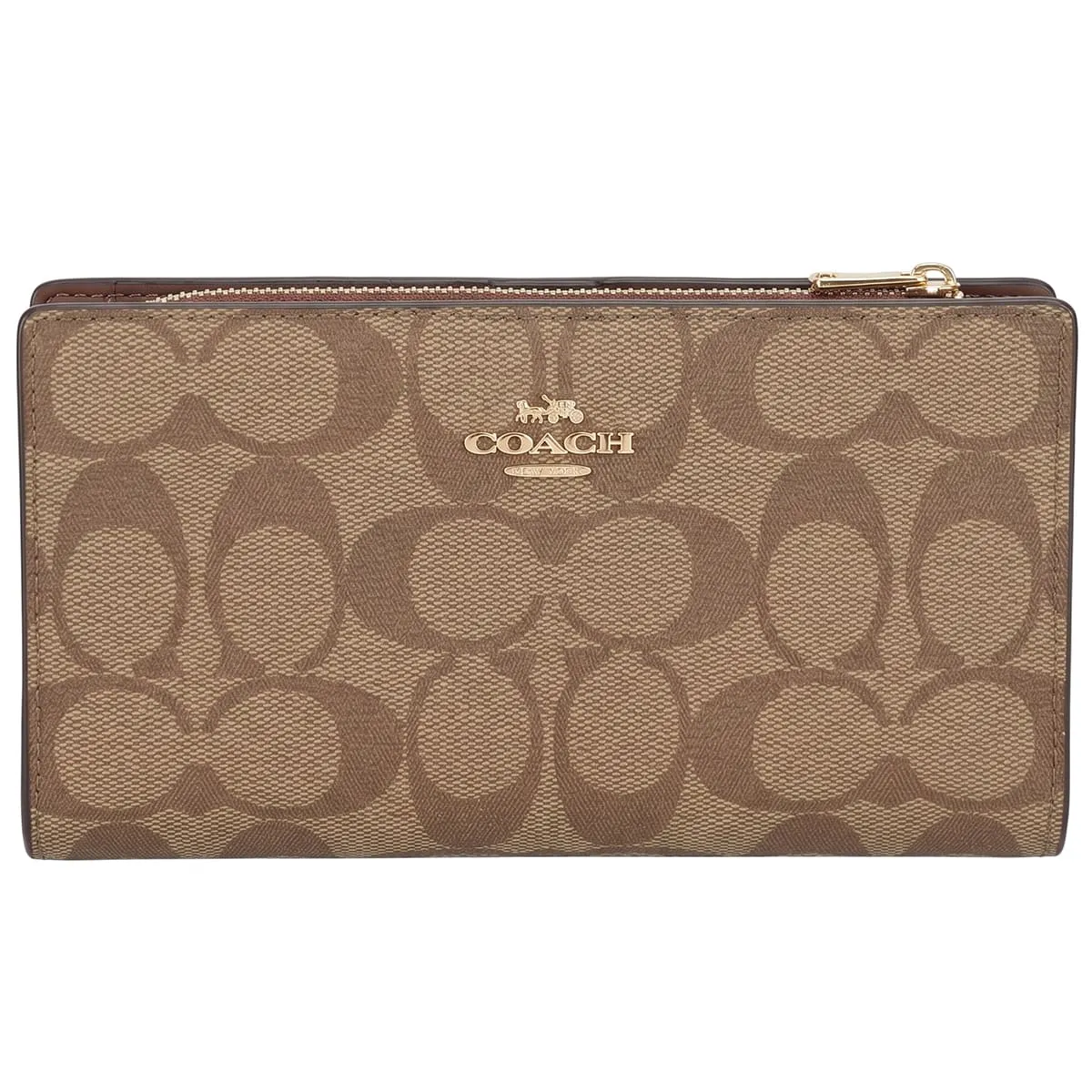 coach-womens-signature-khaki-slim-long-wallet-c8714-product-image محفظة كوتش Coach حريمي طويلة سيجنتشر موديل C8714