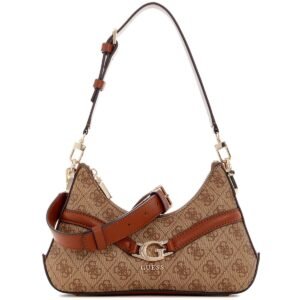 حقيبة كروسبودي نسائية من Guess بشعار جيس لاتيه ، لون بني فاتح ، رقم الموديل Hwsg7993730 Ltl