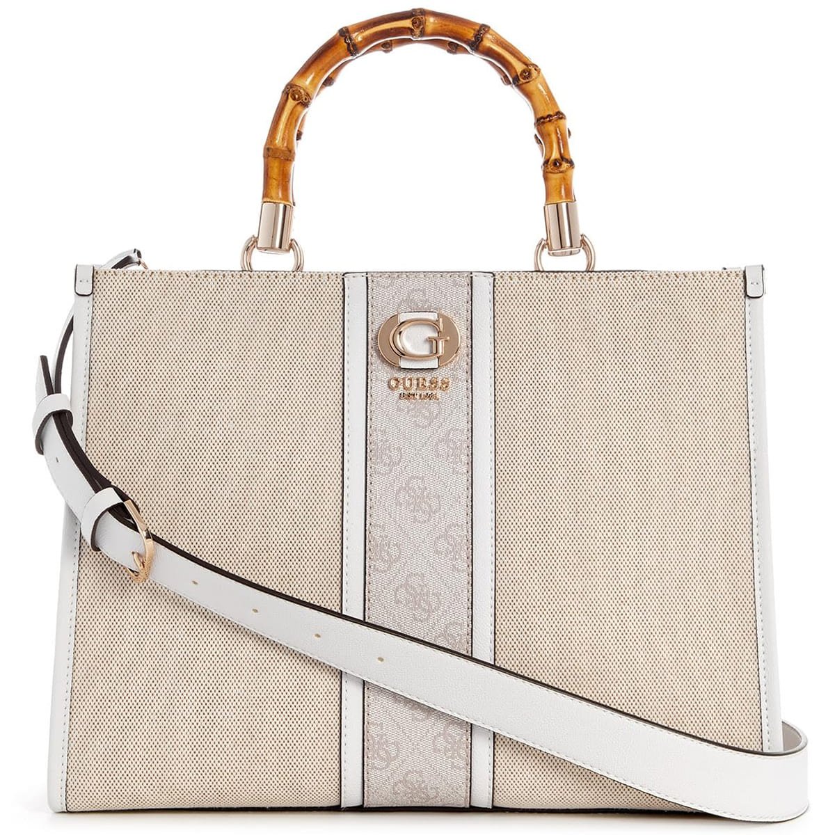 guess-pink-white-women-handbag-hwag9337220-ndl حقيبة يد نسائية من جيس Guess باللونين الوردي والأبيض ، موديل Hwag9337220 Ndl