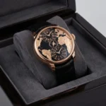 Jacob & Co. Men’s World Map Dual Time Rose Gold Tone Watch