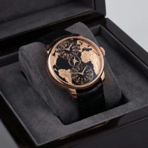 Jacob & Co. Men’s World Map Dual Time Rose Gold Tone Watch