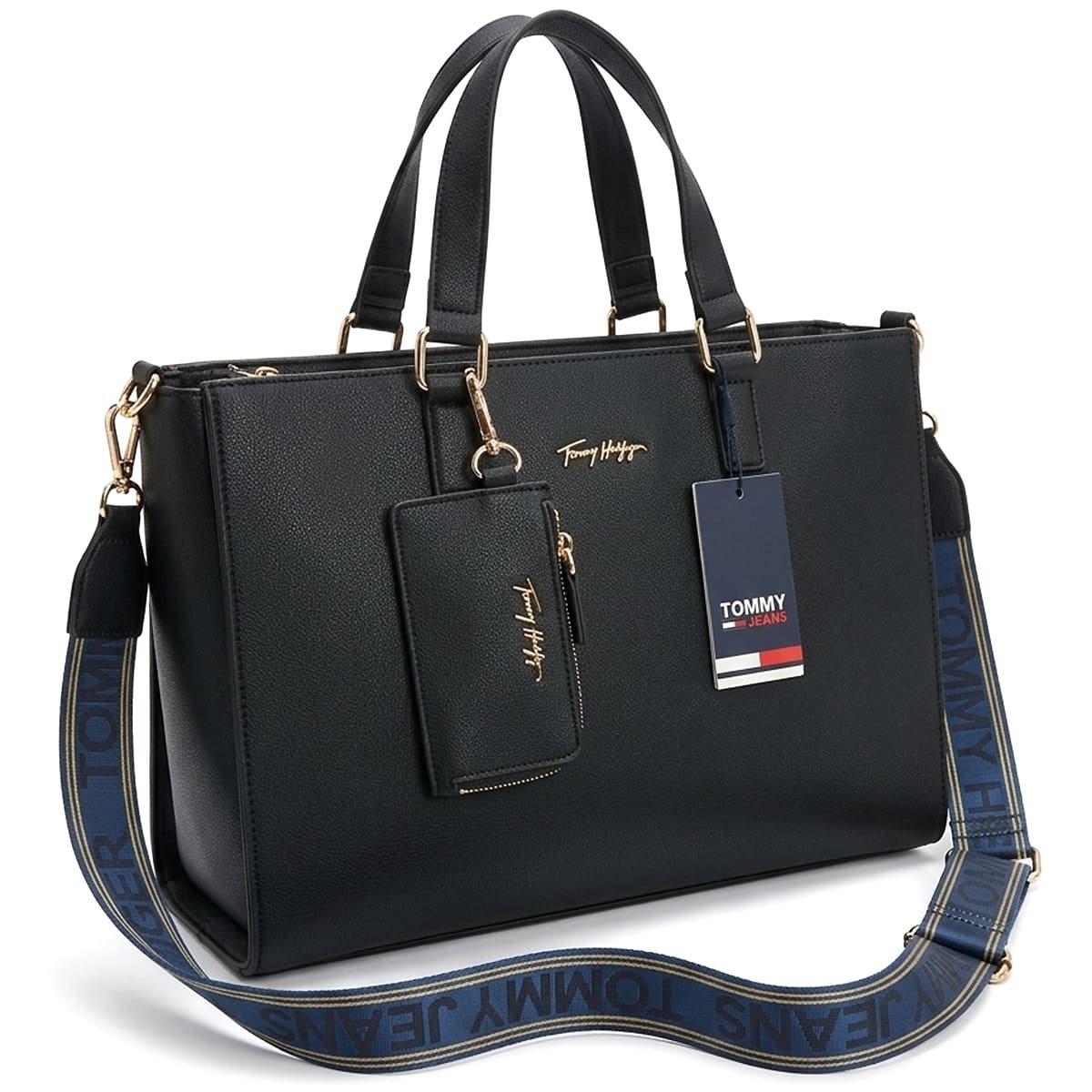 tommy-hilfiger-black-women-handbag-aw0aw11181 حقيبة يد نسائية سوداء من تومي هيلفيغر Aw0Aw11181