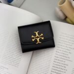 محفظة توري بورش نسائية ميني جلد أسود بشعار ذهبي أصلي