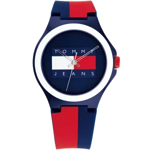 1720025-tommy-hilfiger-watch-jeans-unisex-blue-dial-rubber-red-strap-quartz-battery-analog-three-hand-berlin