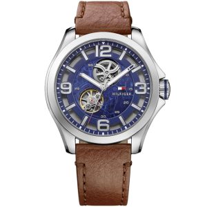 1791278-tommy-hilfiger-watch-men-blue-dial-leather-brown-strap-automatic-analog-three-hand-bruce